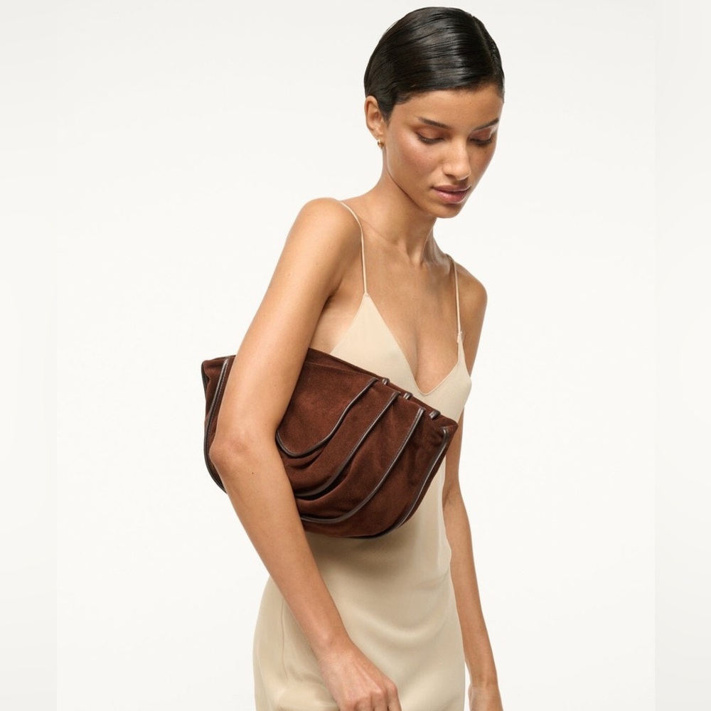 NWT STAUD Wells Suede Convertible Shoulder Bag in 
Mahogany